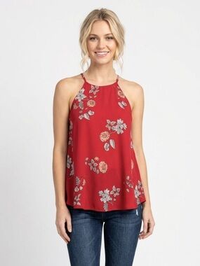 BB Dakota red floral top sleeveless size medium